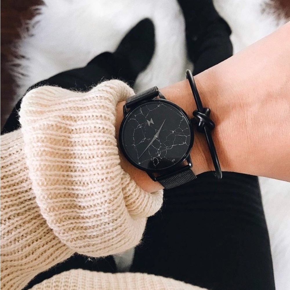 MVMT Black Marble Dial Watch